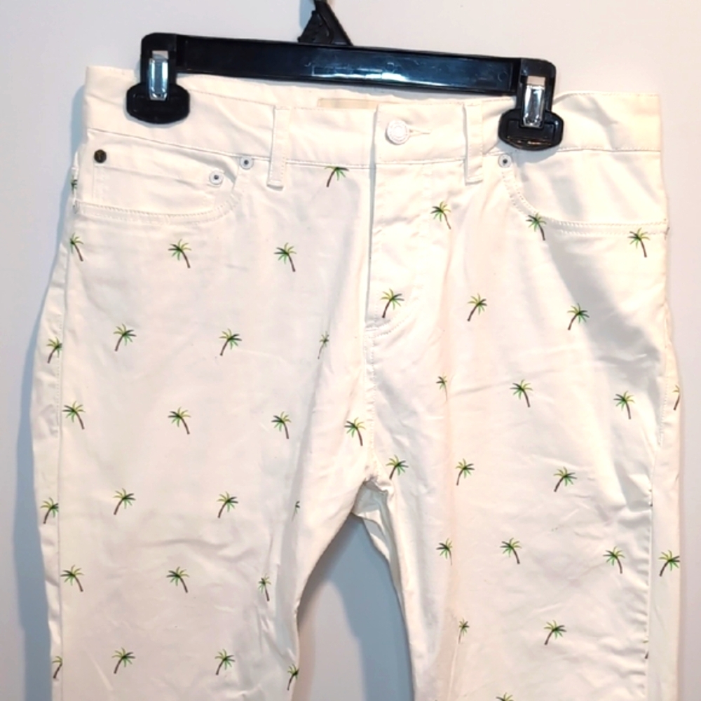 Scotch & Soda Palm Tree Print White Pants Size 28
